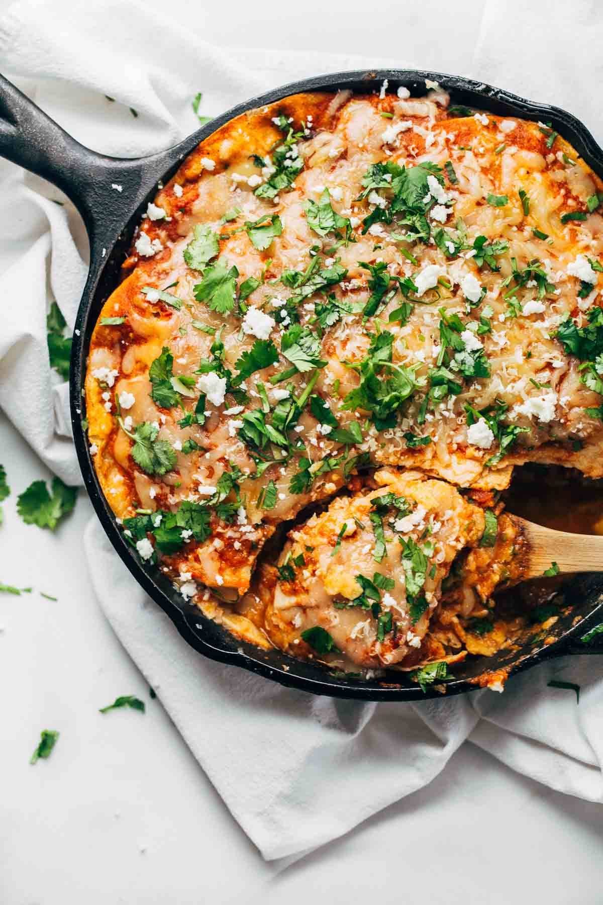 Skillet Chicken Tortilla Pie Recipe - Pinch of Yum