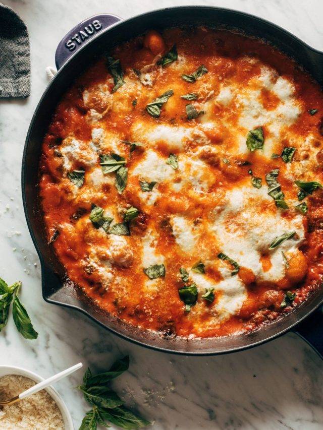 Three Cheese Baked Gnocchi Recipe Pinch Of Yum