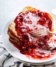 Eggnog French Toast with Raspberry Sauce