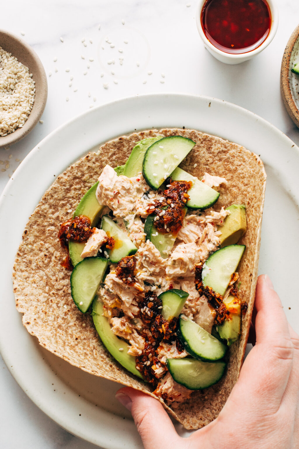 Kimchi Tuna Salad Wrap Recipe Pinch Of Yum