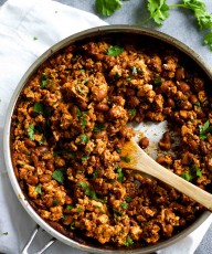 Spicy Sofritas Tofu and Pinto Beans - just like the Chipotle! Make your own vegetarian or vegan bowls at home - YUMMY!