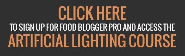 a Click Here button for the Food Blogger Pro Artificial Lighting course