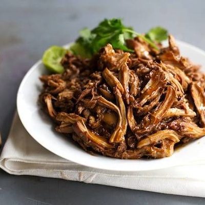 Honey Glazed Crockpot Chicken Adobo - simple pantry ingredients, hardly any hands-on time, 200 calories. | https://pinchofyum.com