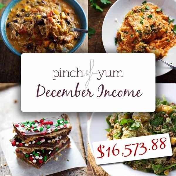 December Traffic and Income Report - $16,573.88 - Pinch of Yum