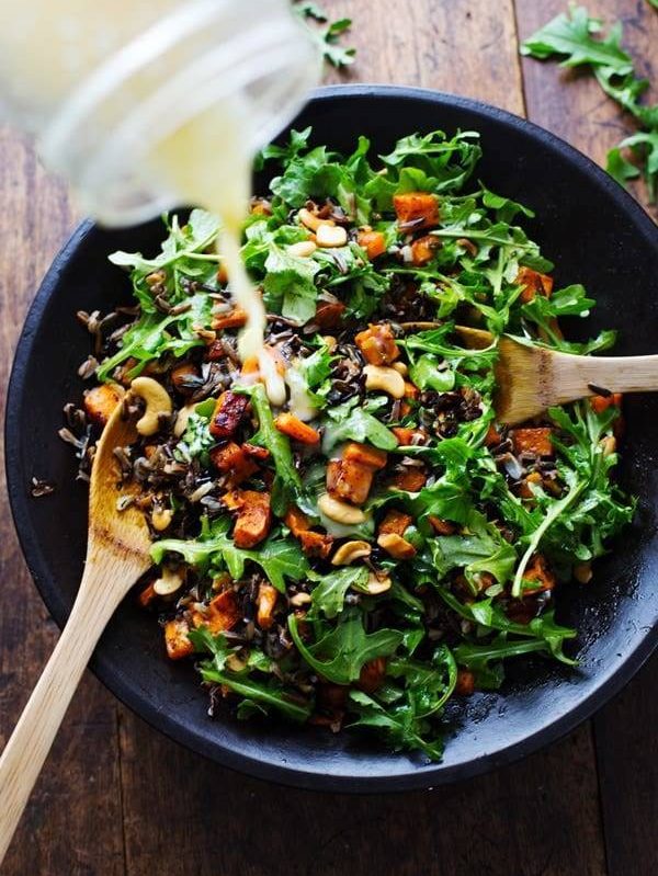 A picture of Roasted Sweet Potato, Wild Rice, and Arugula Salad