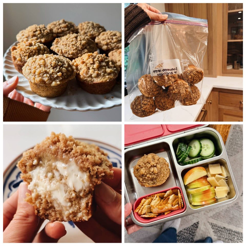 Apple streusel muffins for meal prep.