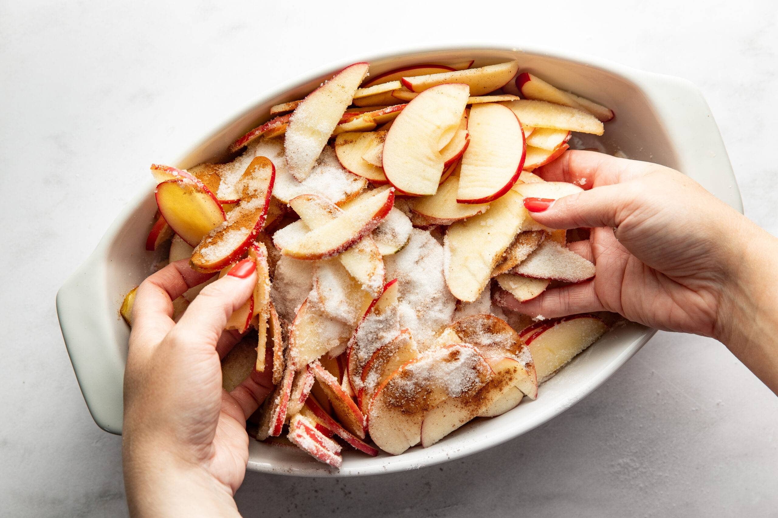 Sliced apples in a 