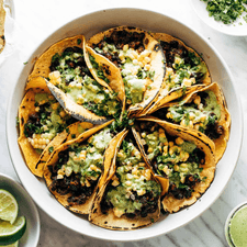 Smoky Beans and Greens Tacos with Aji Verde