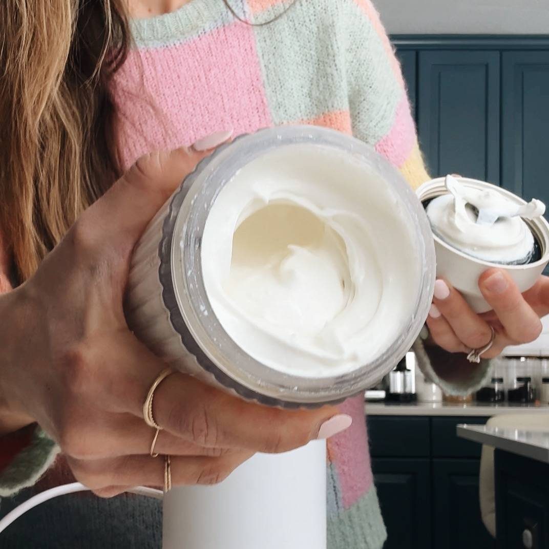 Cottage cheese blended in a blender until smooth.