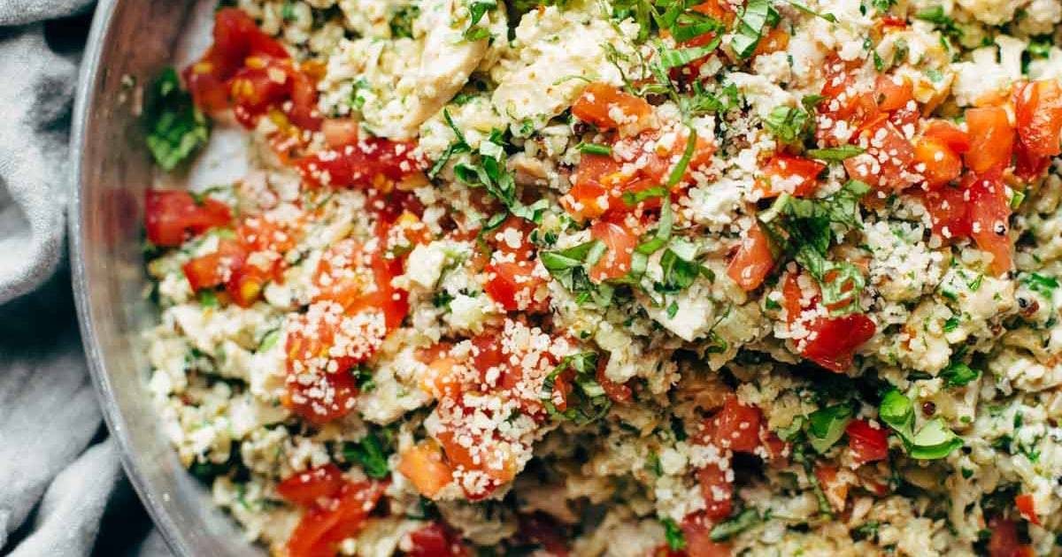 Healthy Garlic Herb Chicken Salad Recipe - Pinch of Yum