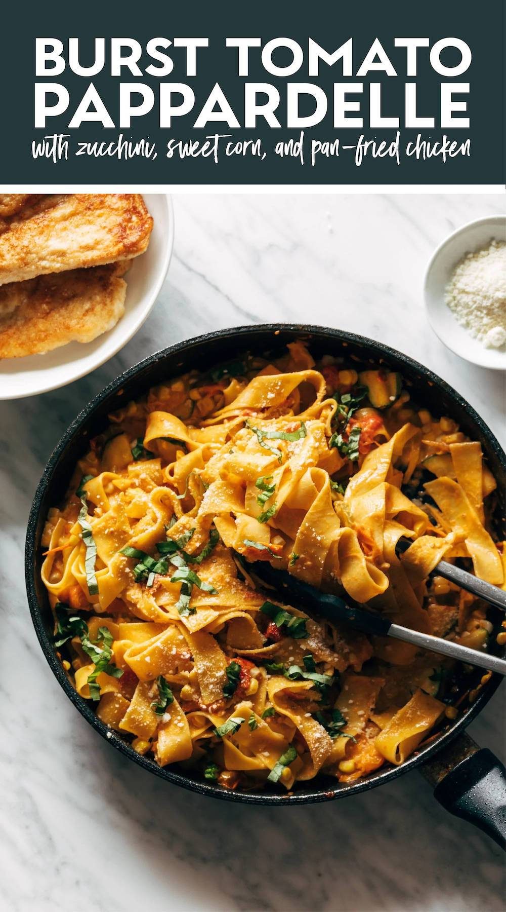 Burst Tomato Pappardelle with Zucchini, Sweet Corn, and Pan-Fried Chicken - Image 6