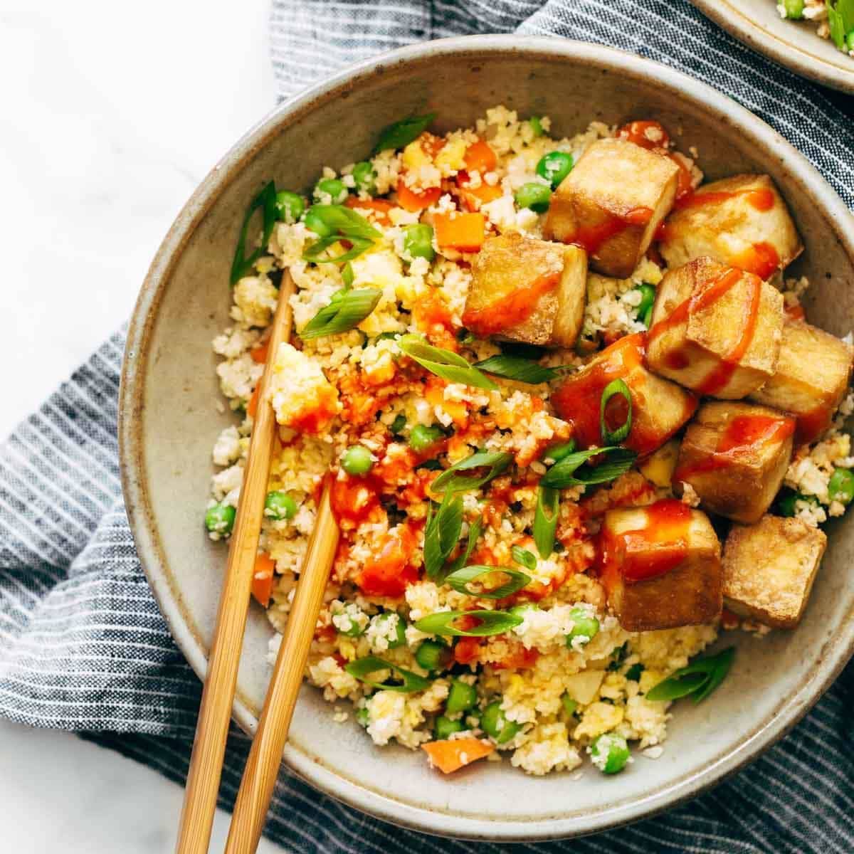 Cauliflower Fried Rice with Crispy Tofu
