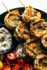 Chimichurri Shrimp with Rice and Tzatziki