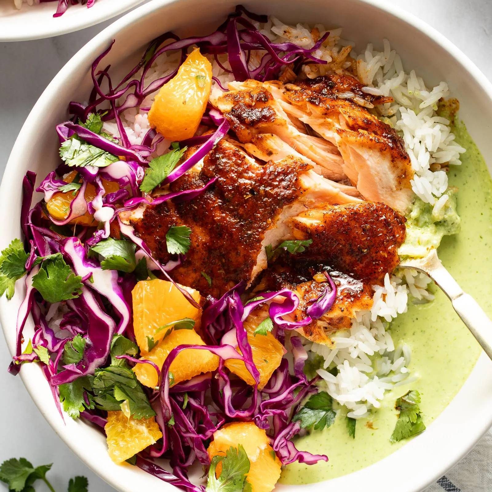 Chipotle Salmon with Orange Salsa and Aji Verde