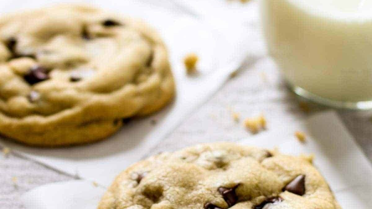 Chocolate chip cookies and a class of milk