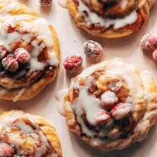 Cream Cheese Danishes with Sugared Cranberries and Vanilla Butter Glaze