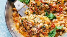 Garlic Basil Barramundi Skillet with Tomato Butter Sauce