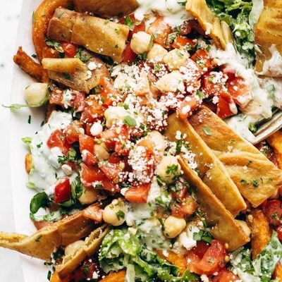 Mediterranean Street Cart fries in tray.