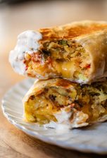 Sheet Pan Breakfast Burritos with Creamy Chipotle Sauce