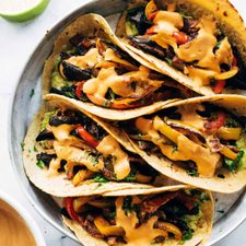 Vegan Sheet Pan Fajitas with Chipotle Queso