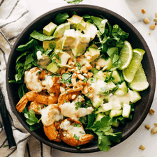 Shrimp and Avocado Salad with Miso Dressing