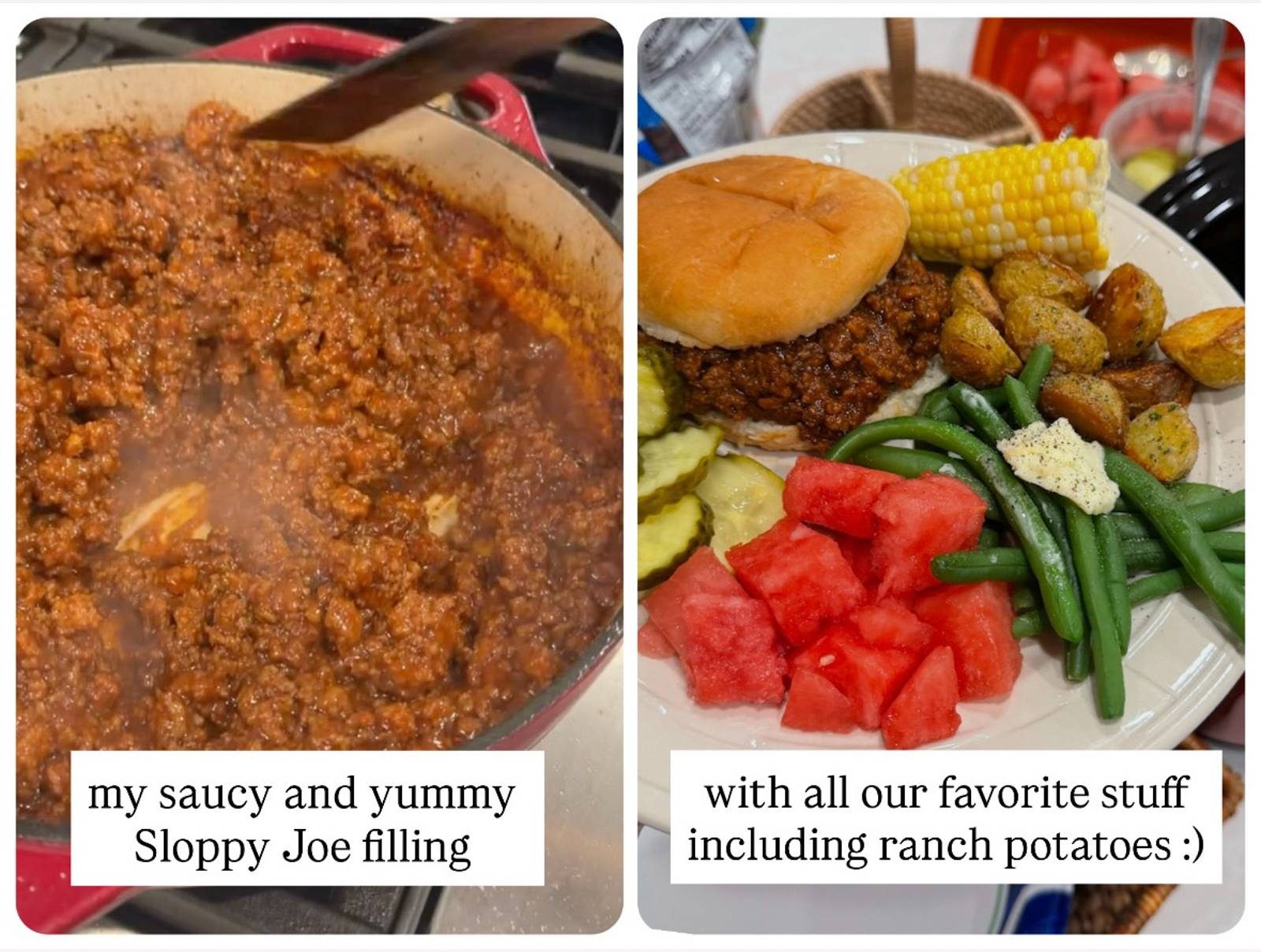 Sloppy joe filling next to dinner plate.