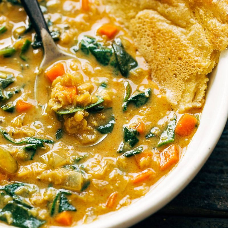 A picture of Smoky Red Lentil Soup with Spinach
