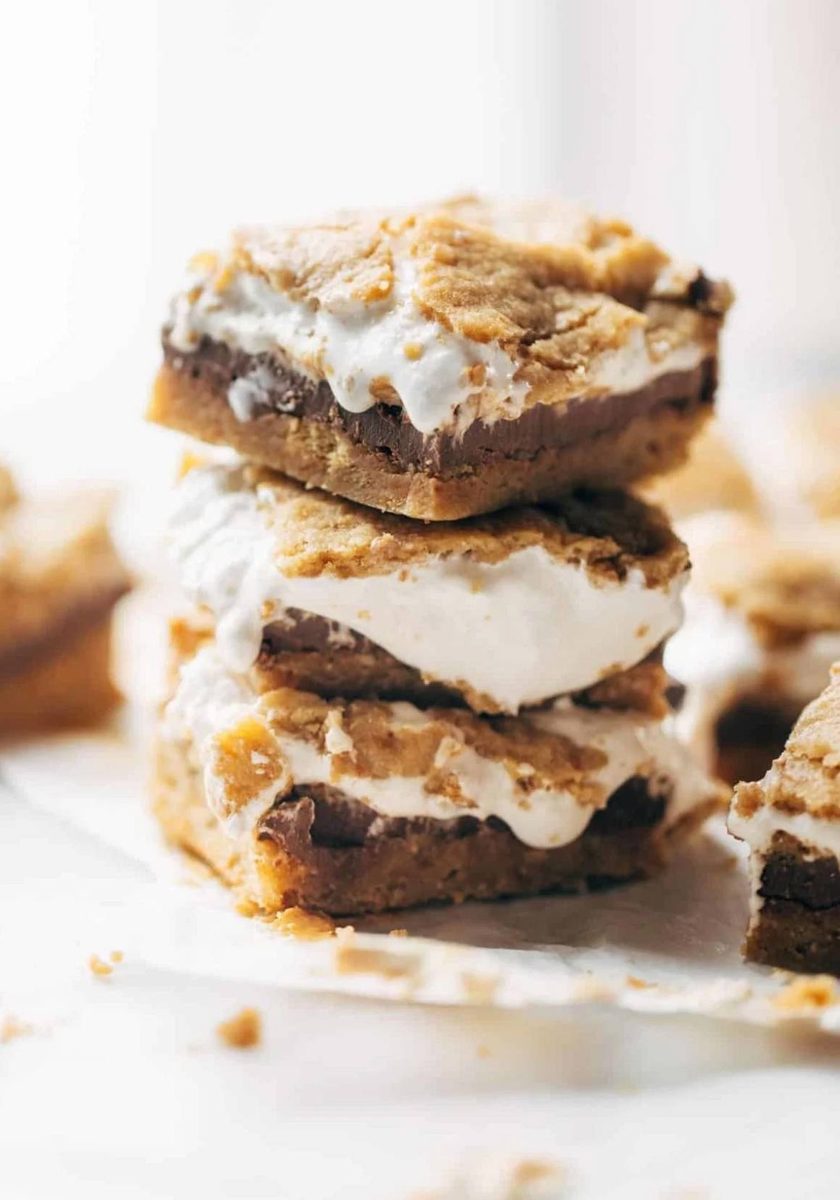 Smores bars in a stack.