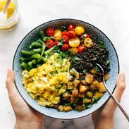 A picture of Sunshine Lentil Bowls with Garlic Olive Oil Dressing