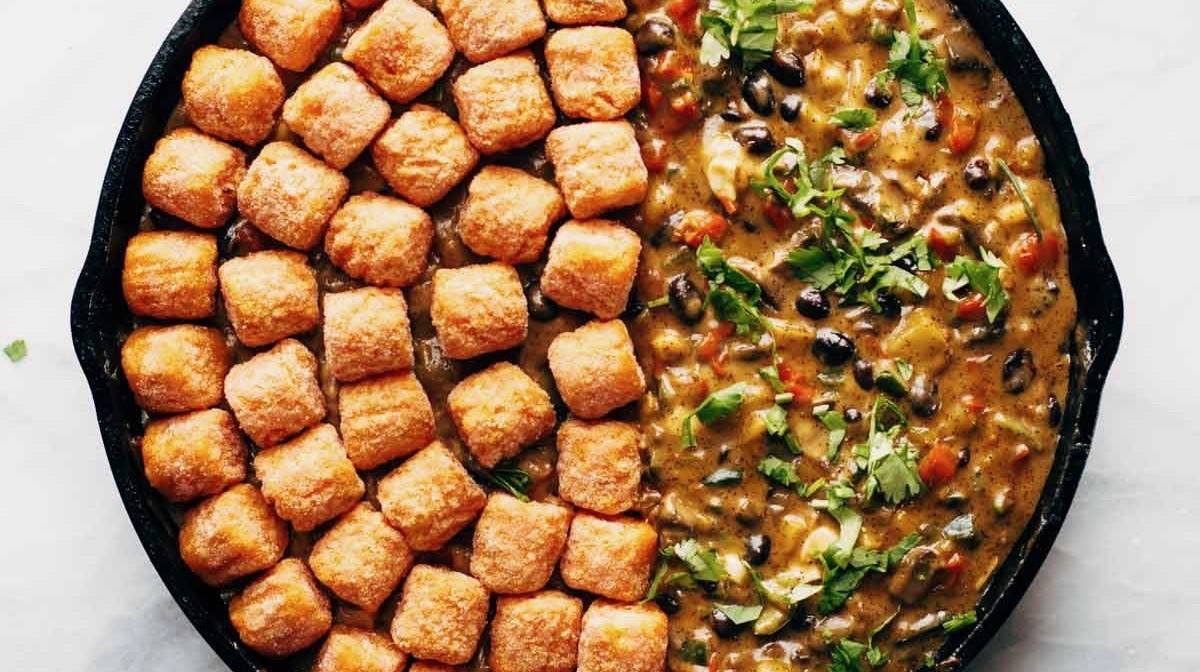 Southwest Sweet Potato Tater Tot Hotdish