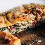 Turkey sandwich on focaccia bread