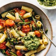 A picture of Farmers' Market Pasta with Walnut Pesto