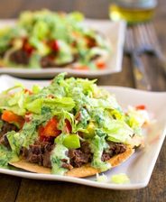 Healthy Black Bean Tostadas with Cilantro Sauce