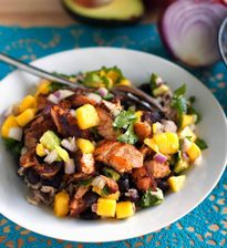 Caribbean Jerk Salmon Bowl with Mango Salsa