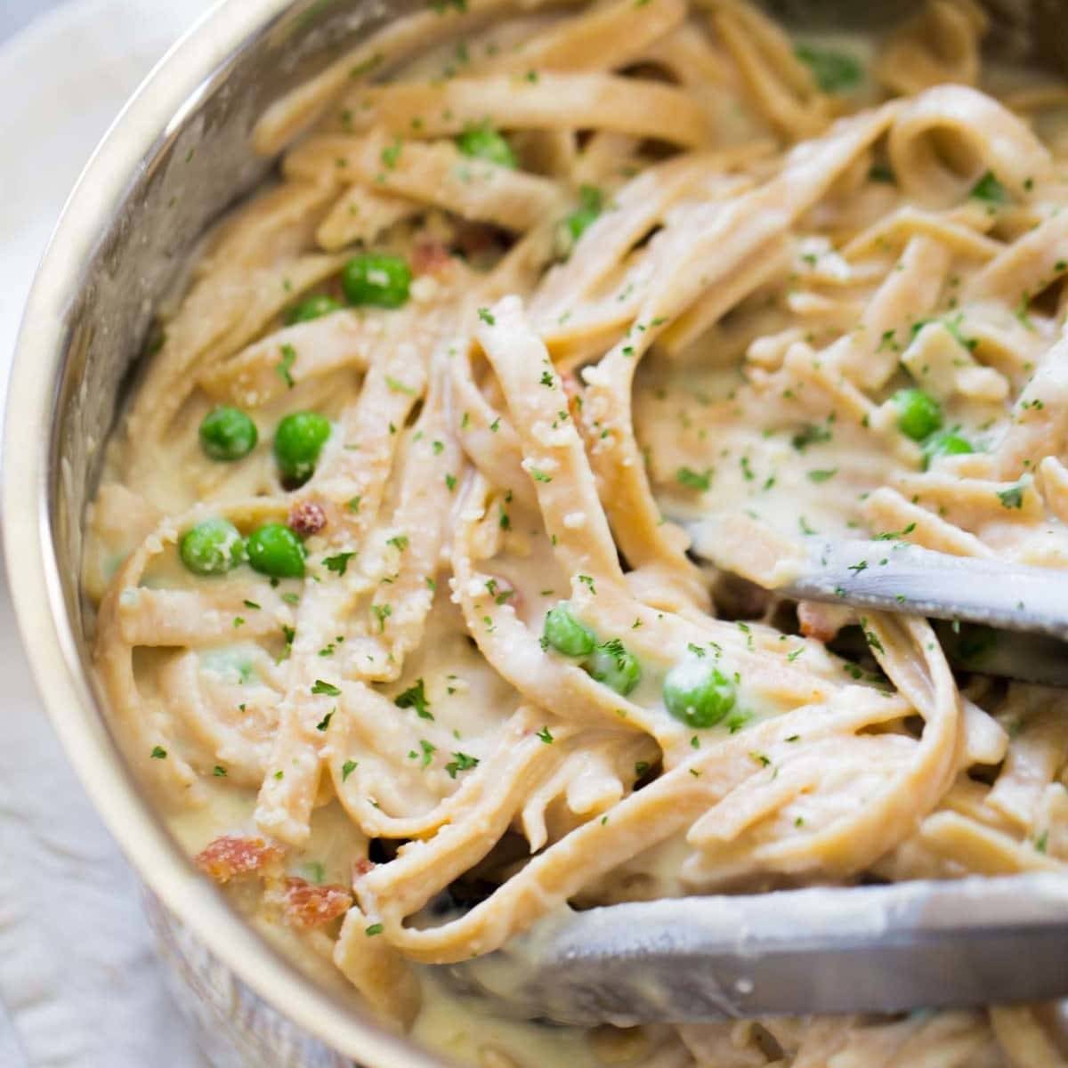 Lightened Up Whole Wheat Fettuccine Alfredo