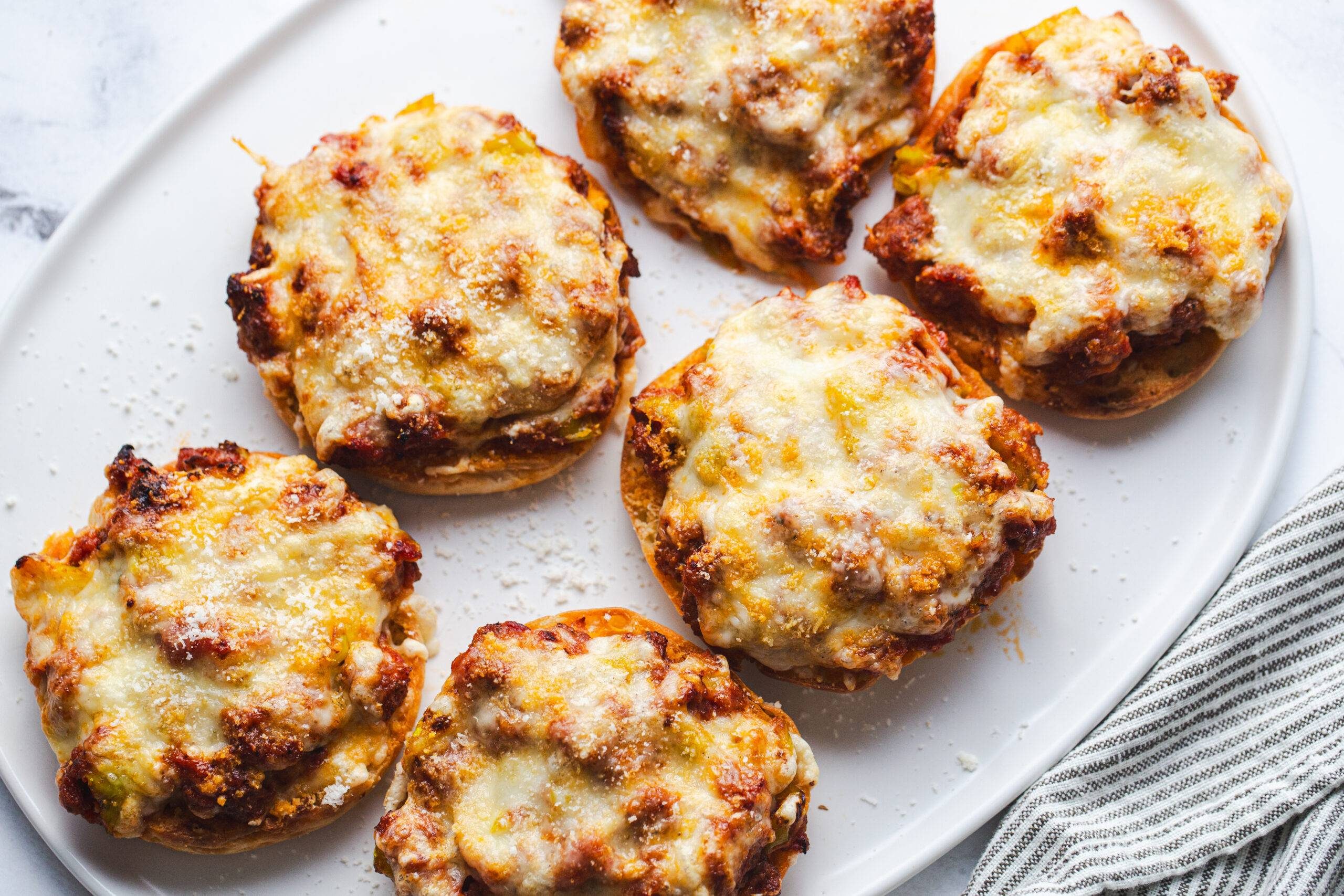 Finished pizza burgers.