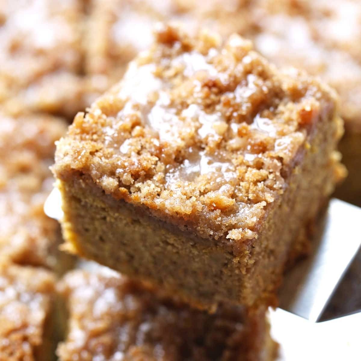 Cinnamon Streusel Pumpkin Coffee Cake with Maple Glaze