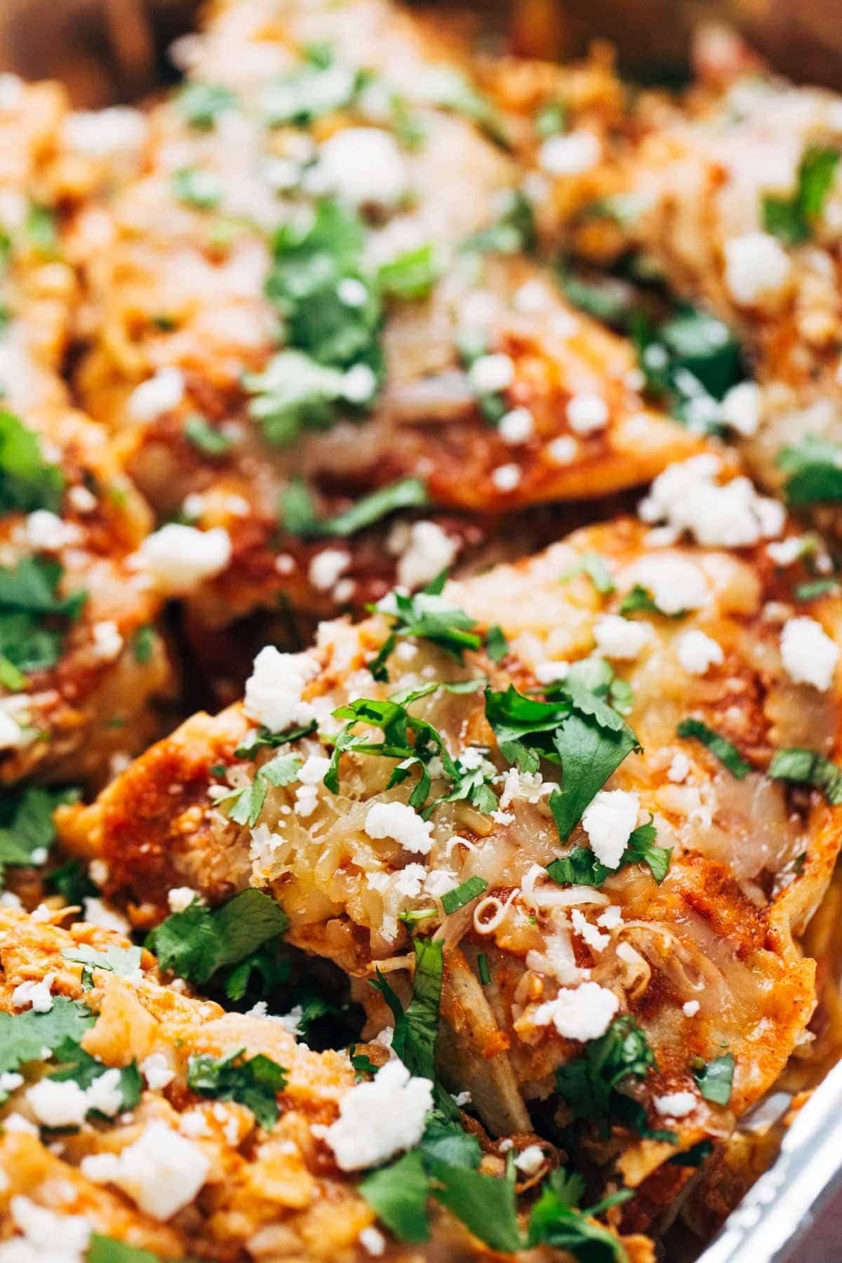 Chicken Tortilla Pie with cheese and herbs.