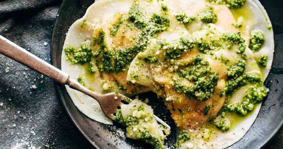 Jumbo Butternut Squash Ravioli with Kale Pesto - pesto recipe