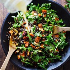 Roasted Sweet Potato, Wild Rice, and Arugula Salad