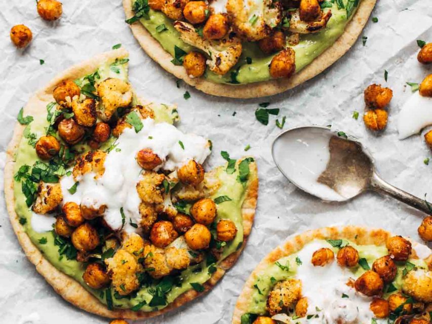 Roasted Veggie Pita with Avocado Dip