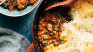 A pot of vegetarian shepherd's pie.
