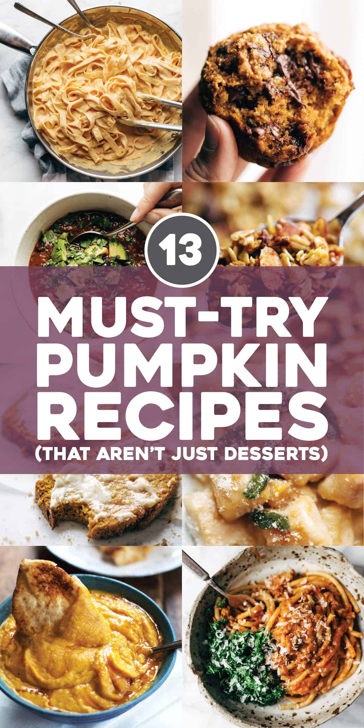 Pumpkin recipes in bowls and pans.