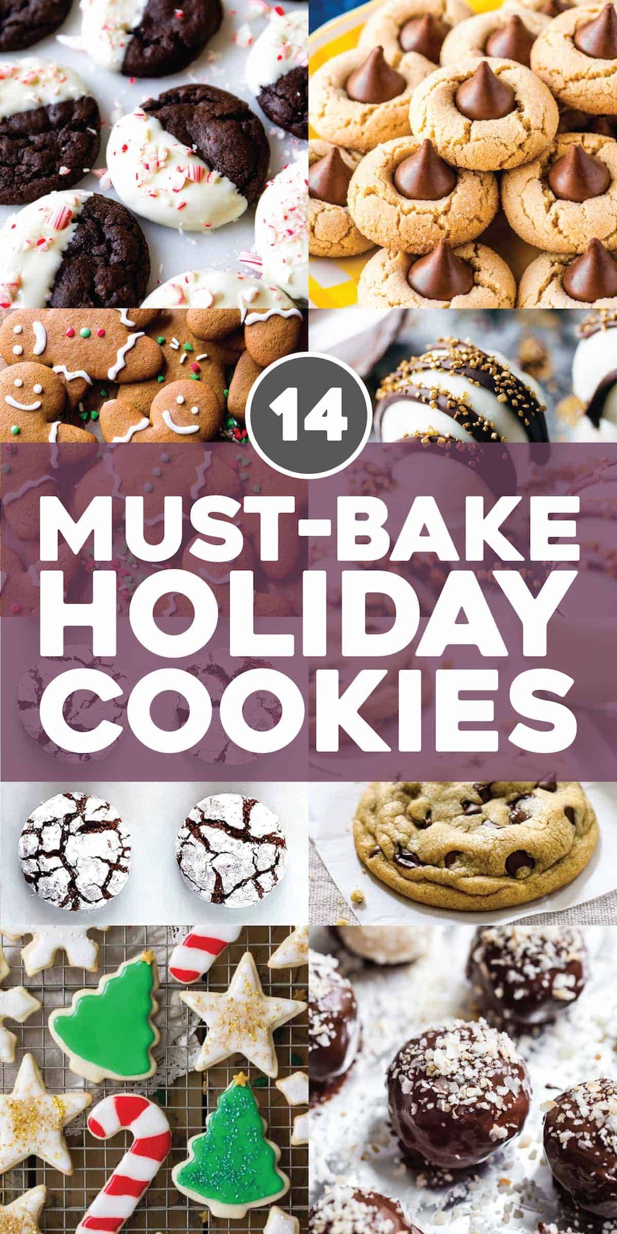 A banner saying "14 MUST-BAKE HOLIDAY COOKIES".