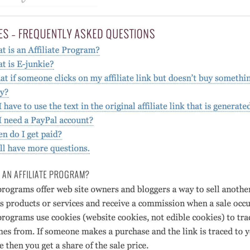 Affiliates - Frequently Asked Questions