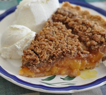 Peach Pie with Heath Bar Crumb Topping