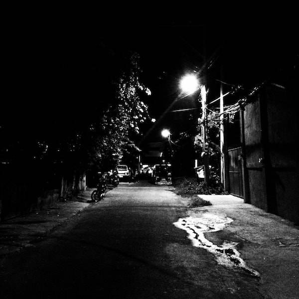 Black and white back streets.