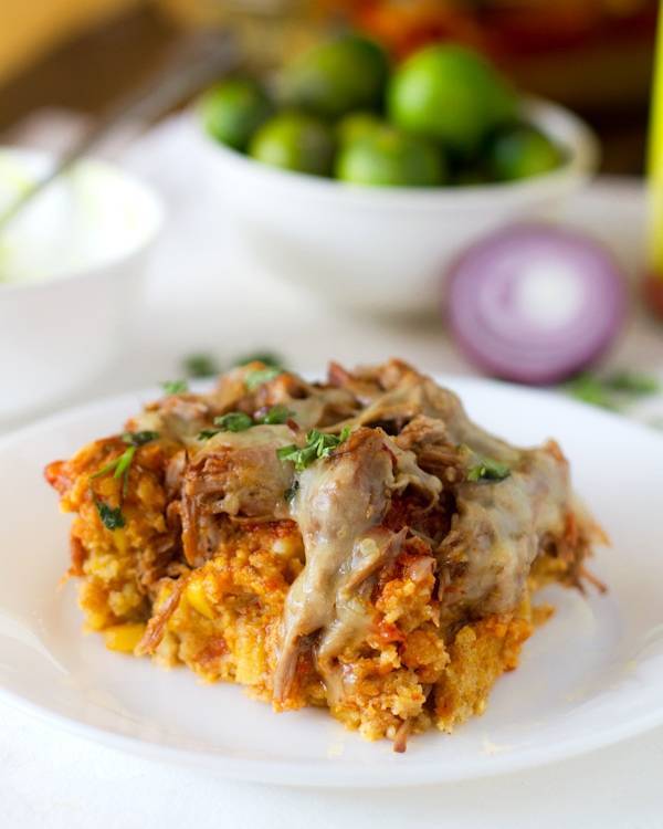 Chicken Tamale Pie on a plate.