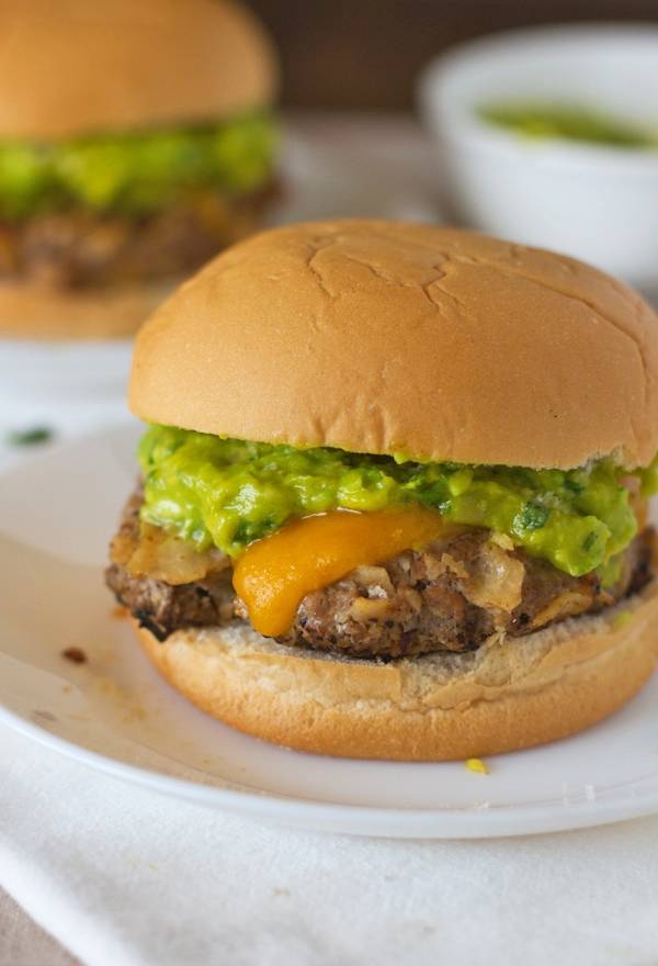 Southwest chipotle burger topped with guacamole.