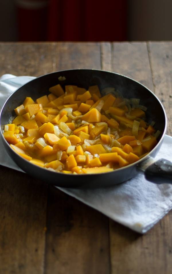 Kabocha Squash in a skillet.